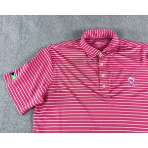 Johnnie O Polo Shirt M Pink Royal Blue Golf Country Club Performance